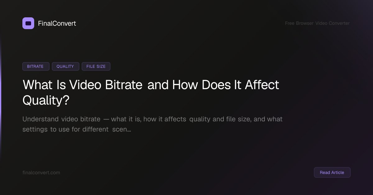 What Is Video Bitrate and How Does It Affect Quality? — FinalConvert